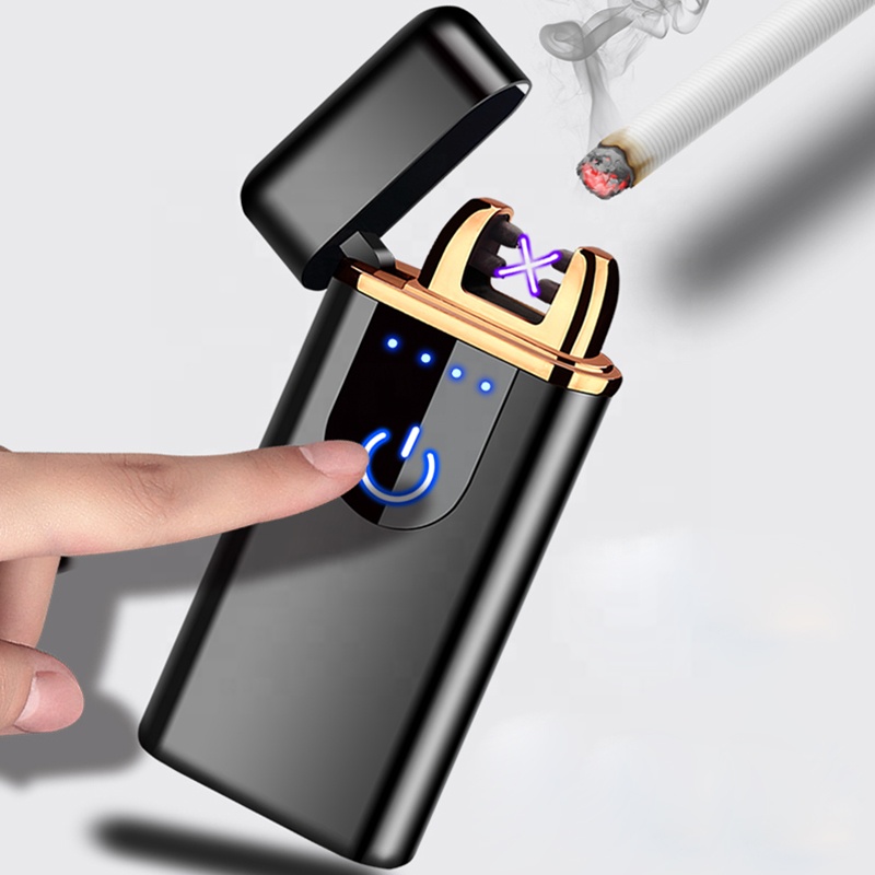 Plazmový zapaľovač na cigarety čierny USB nabíjanie dotykový